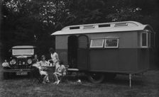 1930 Morris Oxfor Six with caravan. Creator: Unknown