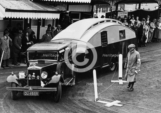 1930 Morris Oxford Six with Winchester Streamline caravan. Creator: Unknown.
