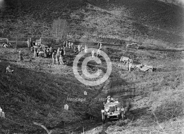 1930 Morris Minor Trials Special taking part in a motoring trial, late 1930s. Artist: Bill Brunell.