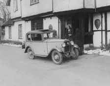 1931 Triumph Scorpion outside the Bell Inn, Hurley, Berkshire, (c1931?)