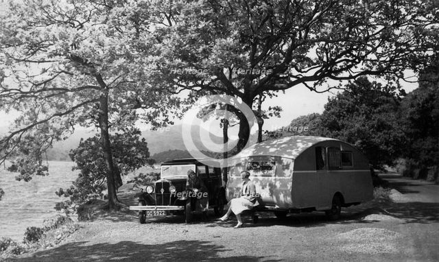 1931 Standard Big Nine with caravan. Creator: Unknown.