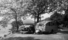 1931 Standard Big Nine with caravan. Creator: Unknown