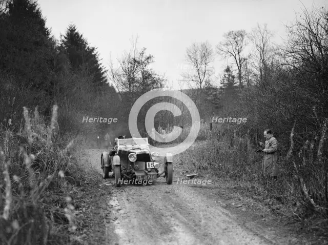 1932 Aston Martin competing in the Great West Motor Club Thatcher Trophy, 1938. Artist: Bill Brunell.