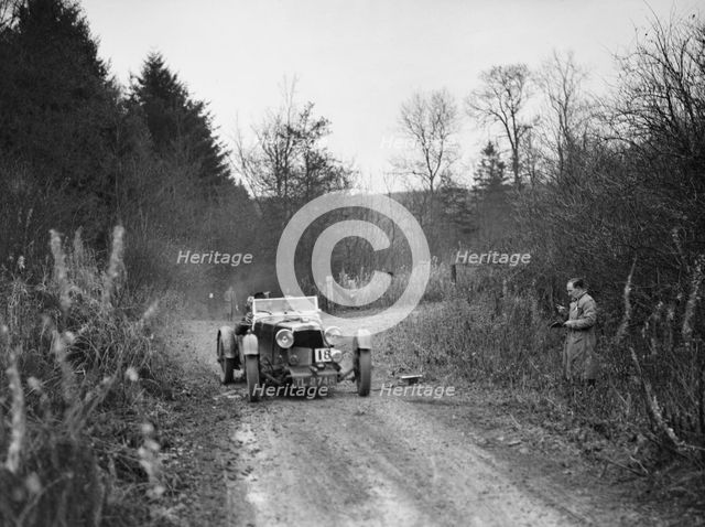 1932 Aston Martin competing in the Great West Motor Club Thatcher Trophy, 1938. Artist: Bill Brunell.