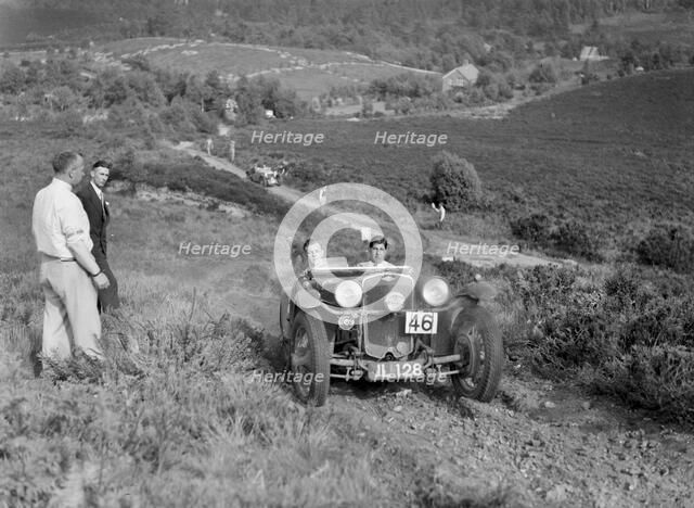 1932 Frazer-Nash TT replica taking part in the NWLMC Lawrence Cup Trial, 1937. Artist: Bill Brunell.