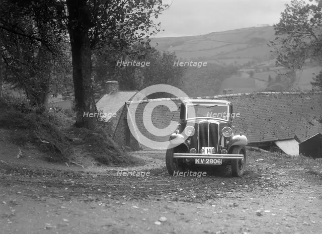 1932 Standard Nine taking part in a Standard Car Owners Club trial. Artist: Bill Brunell.