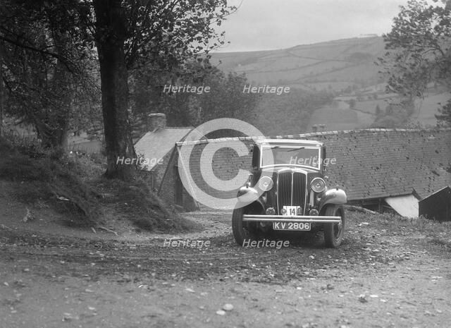 1932 Standard Nine taking part in a Standard Car Owners Club trial. Artist: Bill Brunell.
