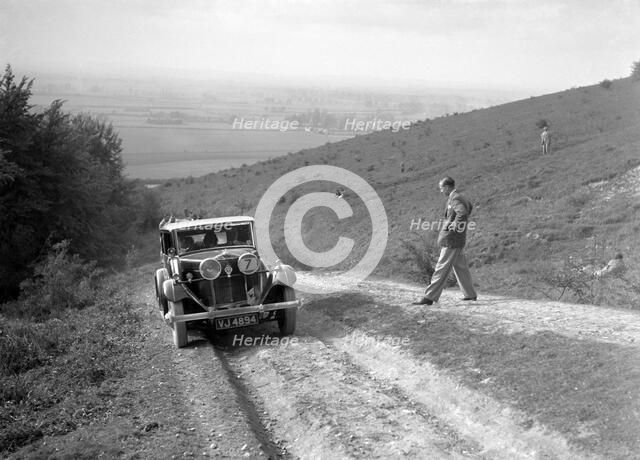 1933 Talbot 75 2276 cc competing in a Talbot CC trial. Artist: Bill Brunell.