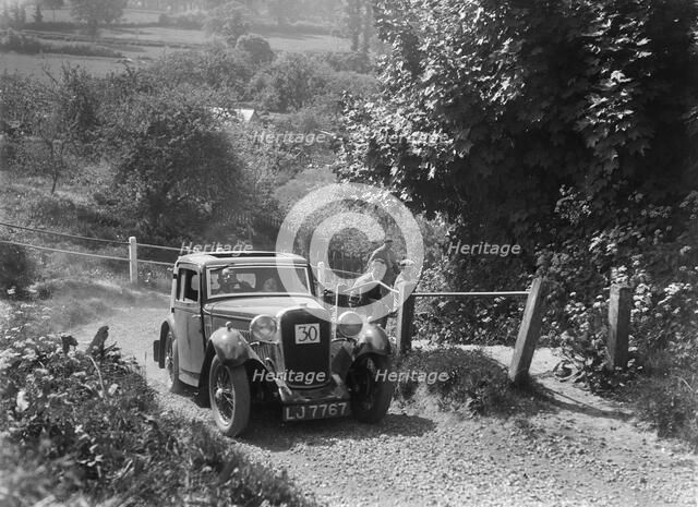 1933 Singer coupe taking part in a West Hants Light Car Club Trial, Ibberton Hill, Dorset, 1930s. Artist: Bill Brunell.