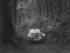 1933 Singer competing in the Mid Surrey AC Barnstaple Trial, 1934. Artist: Bill Brunell