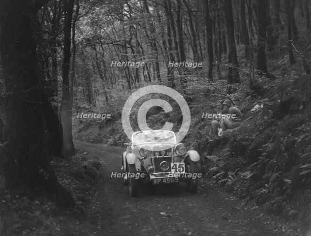 1933 Singer competing in the Mid Surrey AC Barnstaple Trial, 1934. Artist: Bill Brunell.