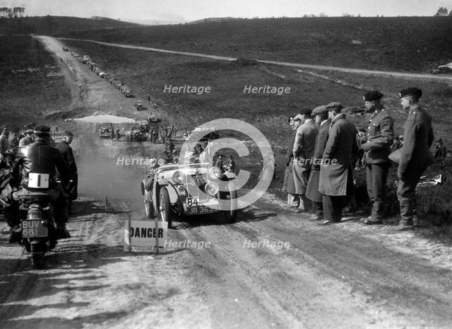 1934 MG PA competing in a motoring trial, Bagshot Heath, Surrey, 1930s. Artist: Bill Brunell.
