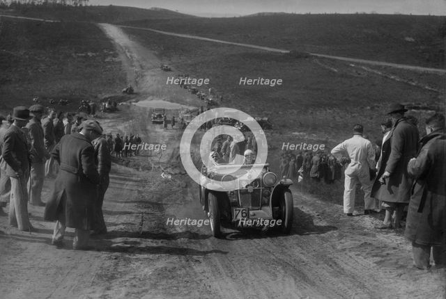 1934 MG PA competing in a motoring trial, Bagshot Heath, Surrey, 1930s. Artist: Bill Brunell.