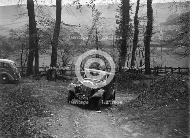 1934 Rover 10 at the Standard Car Owners Club Southern Counties Trial, 1938. Artist: Bill Brunell.