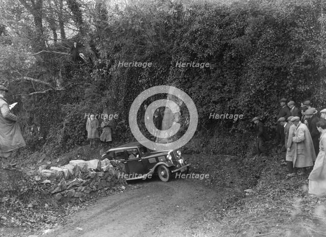 1934 Standard 10/12 taking part in a Standard Car Owners Club trial. Artist: Bill Brunell.