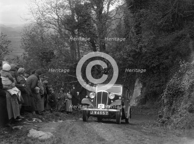 1934 Standard Ten taking part in a Standard Car Owners Club trial. Artist: Bill Brunell.