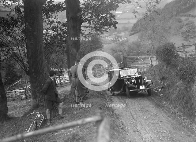 1934 Standard Big Nine taking part in a Standard Car Owners Club trial. Artist: Bill Brunell.