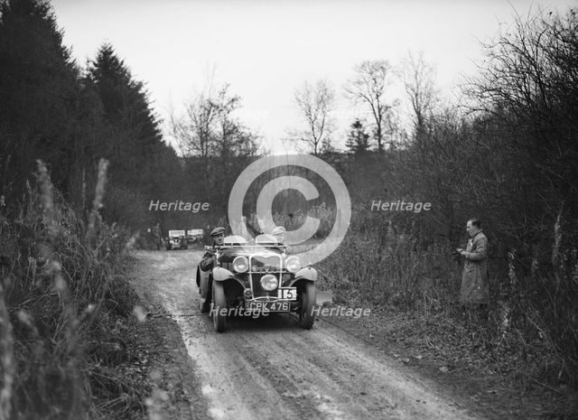 1935 1496 cc Singer competing in the Great West Motor Club Thatcher Trophy, 1938. Artist: Bill Brunell.