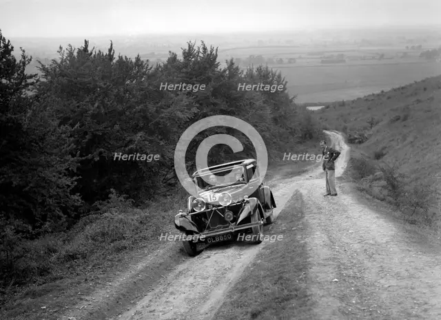 1935 Talbot 75 2276 cc competing in a Talbot CC trial. Artist: Bill Brunell.