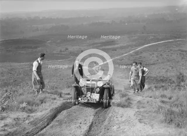 1935 MG PA taking part in the NWLMC Lawrence Cup Trial, 1937. Artist: Bill Brunell.