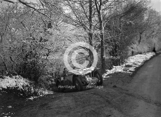 1935 MG PB of the Cream Cracker Team taking part in a motoring trial, late 1930s. Artist: Bill Brunell.