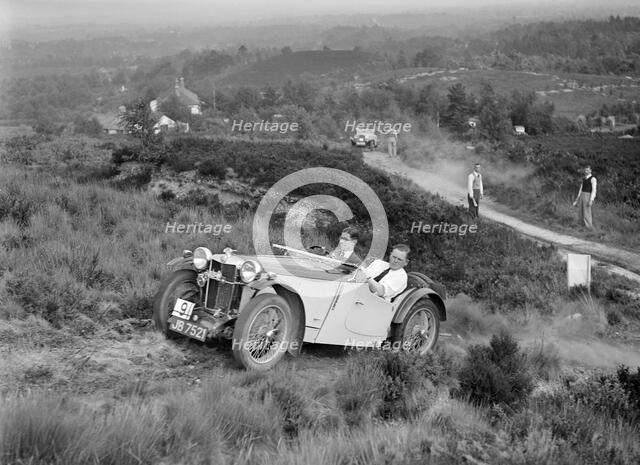 1935 MG PB of the Cream Cracker team taking part in the NWLMC Lawrence Cup Trial, 1937. Artist: Bill Brunell.