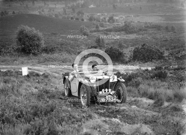 1935 MG PB of the Cream Cracker team taking part in the NWLMC Lawrence Cup Trial, 1937. Artist: Bill Brunell.