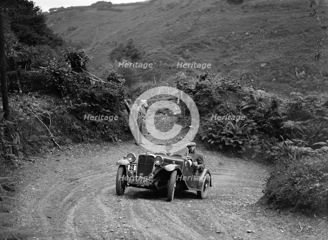 1935 Singer Le Mans 2-seater taking part in a motoring trial, late 1930s. Artist: Bill Brunell.