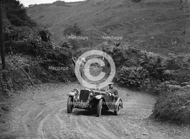 1935 Singer Le Mans 2-seater taking part in a motoring trial, late 1930s. Artist: Bill Brunell.
