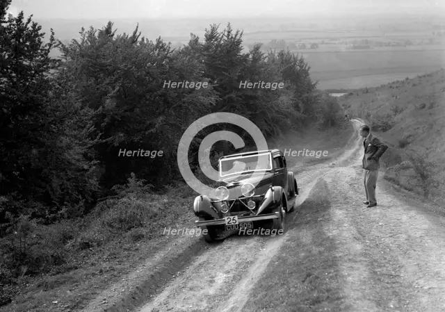 1936 Talbot 105 2969 cc competing in a Talbot CC trial. Artist: Bill Brunell.