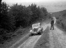 1936 Talbot 10 1185 cc competing in a Talbot CC trial. Artist: Bill Brunell