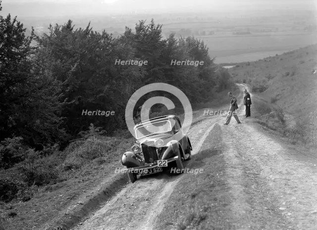 1936 Talbot 10 1185 cc competing in a Talbot CC trial. Artist: Bill Brunell.