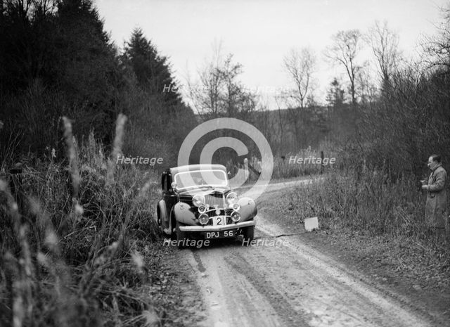 1936 Talbot 10 saloon competing in the Great West Motor Club Thatcher Trophy, 1938. Artist: Bill Brunell.