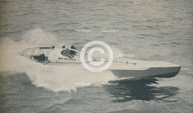 '1936 world's fastest single-engined boat  Miss Britain III', 1936. Artist: Unknown.