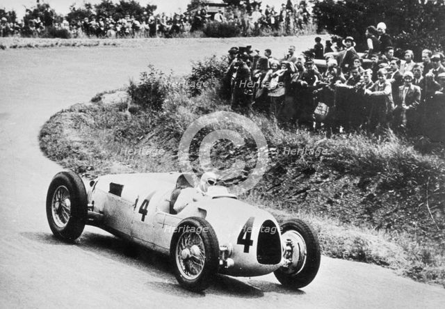 1936 Auto Union C type, Rosemeyer at German Grand Prix. Creator: Unknown.