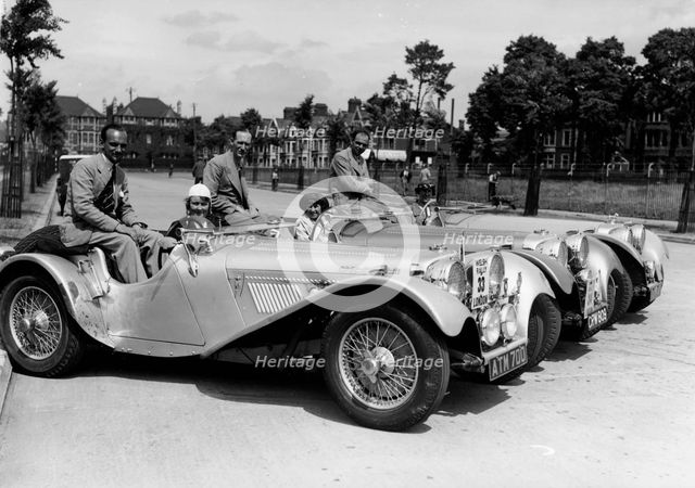 1937 Jaguar SS100 2 1/2 litre team on Welsh rally, 1937. Artist: Unknown
