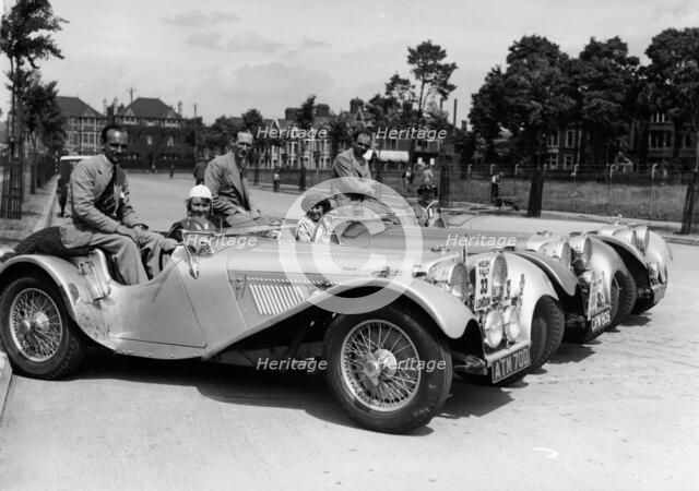 1937 Jaguar SS100 2 1/2 litre team on Welsh rally, 1937. Artist: Unknown