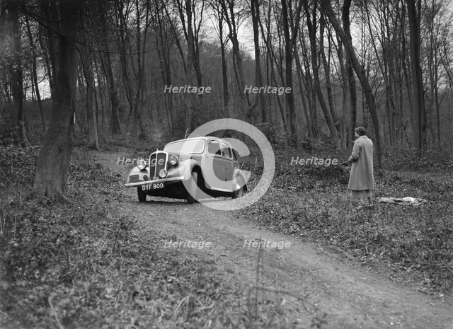 1937 Standard Twelve at the Standard Car Owners Club Southern Counties Trial, 1938. Artist: Bill Brunell.