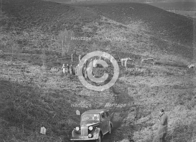 1938 Vauxhall Ten taking part in a motoring trial, late 1930s. Artist: Bill Brunell.