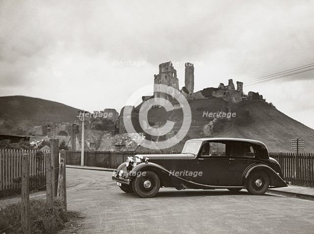 1938 Daimler 4.5 litre saloon at Corfe Castle, Dorset. Creator: Unknown.