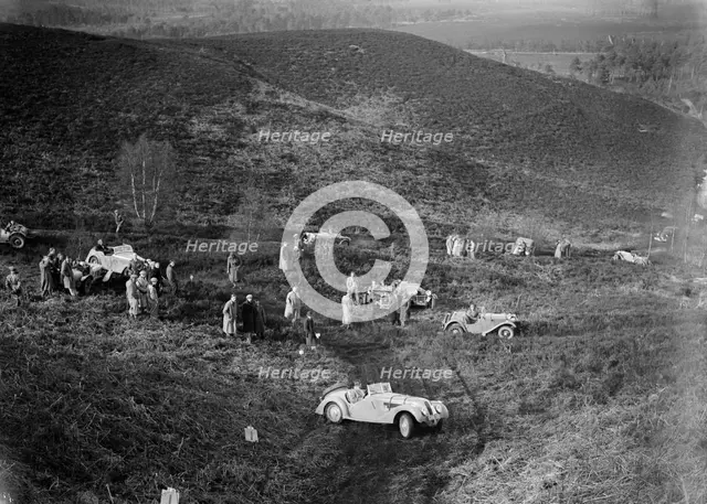 1938 Frazer-Nash BMW 328 taking part in a motoring trial, late 1930s. Artist: Bill Brunell.