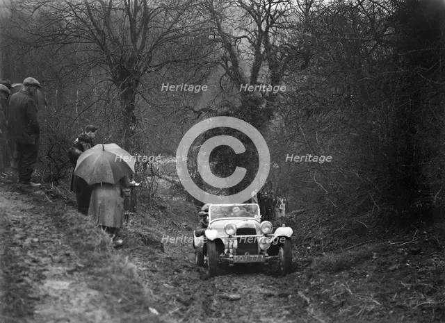 1938 HRG Standard Meadows-engined 2-seater of MH Lawson taking part in the Petersfield Trial, 1938. Artist: Bill Brunell.