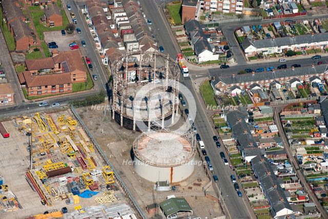 19th century gas holders, Barrack Road, Great Yarmouth, Norfolk, 2015. Creator: Historic England.