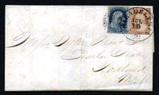 1c Franklin and 3c Washington with USPO Despatch carrier cancel on cover, c. 1851. Creator: Unknown