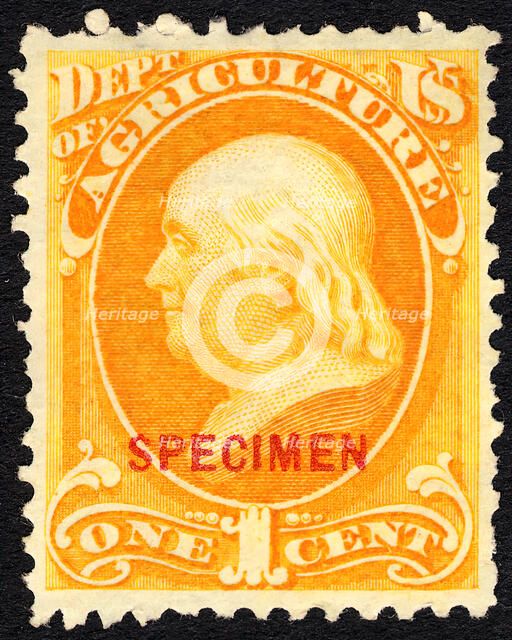 1c Franklin Agriculture Department special printing single, 1875. Creator: Unknown.