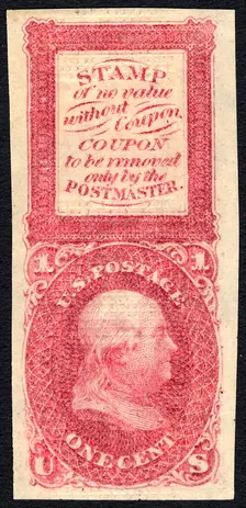 1c Franklin Bowlsby coupon essay, c. 1867. Creator: Unknown