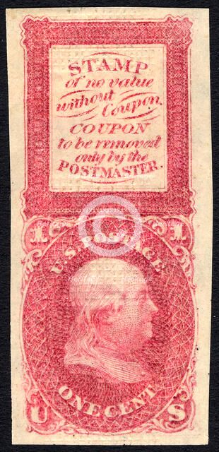 1c Franklin Bowlsby coupon essay, c. 1867. Creator: Unknown.