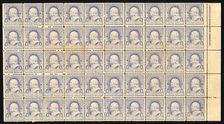 1c Franklin imprint block of fifty, 1890. Creator: American Bank Note Company
