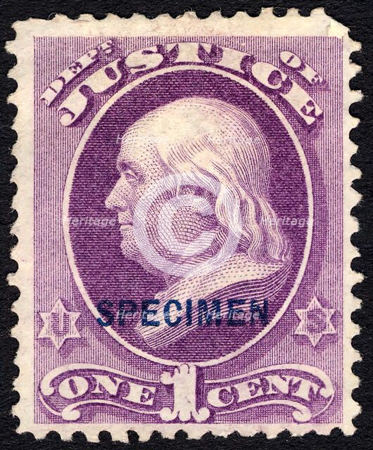 1c Franklin Justice Department special printing single, 1875. Creator: Unknown.