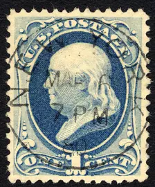 1c Franklin single, 1879. Creator: Unknown